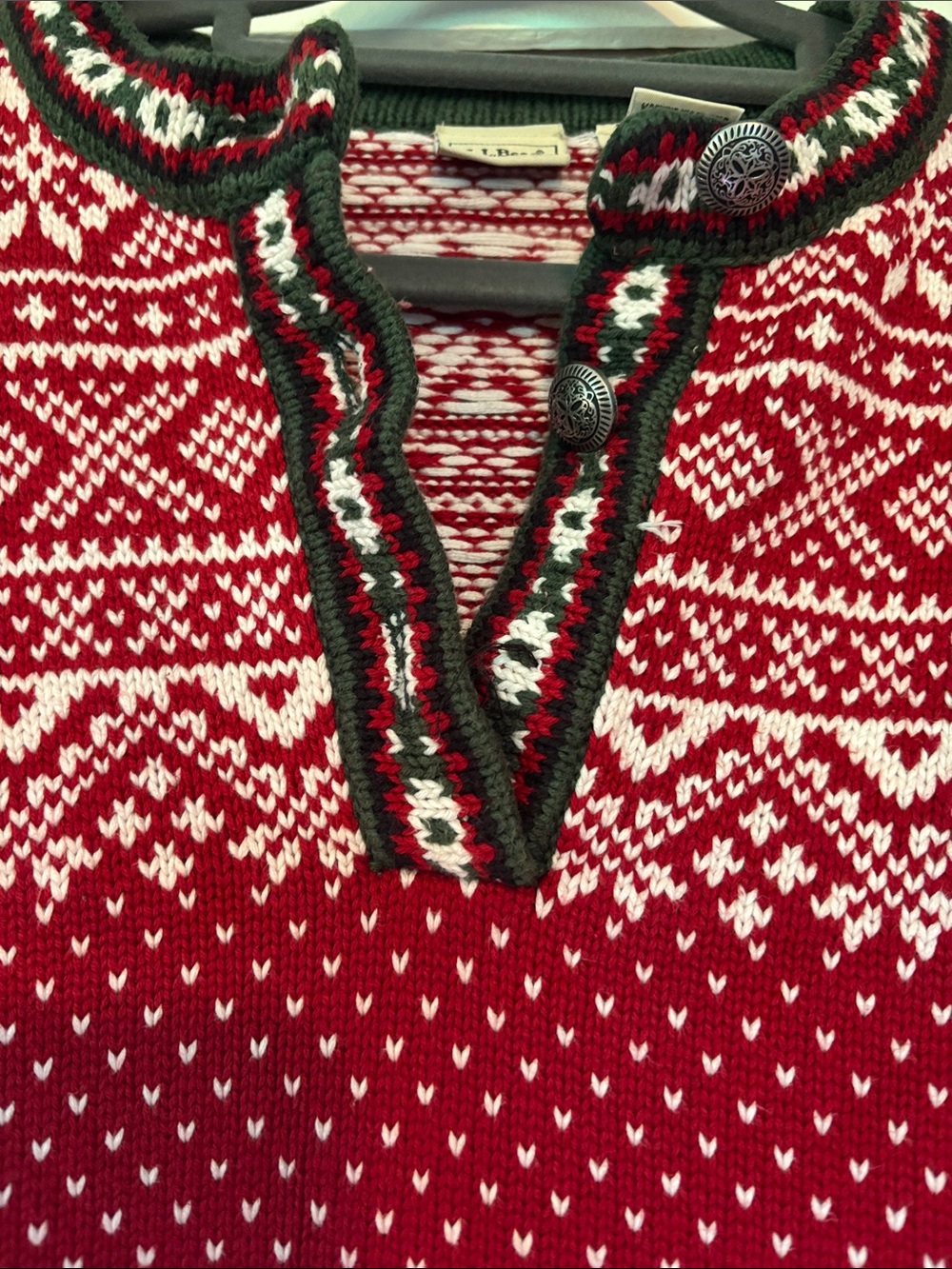 LL Bean Vintage Nordic Fair Isle Christmas Sweater Medium - Picture 2 of 6